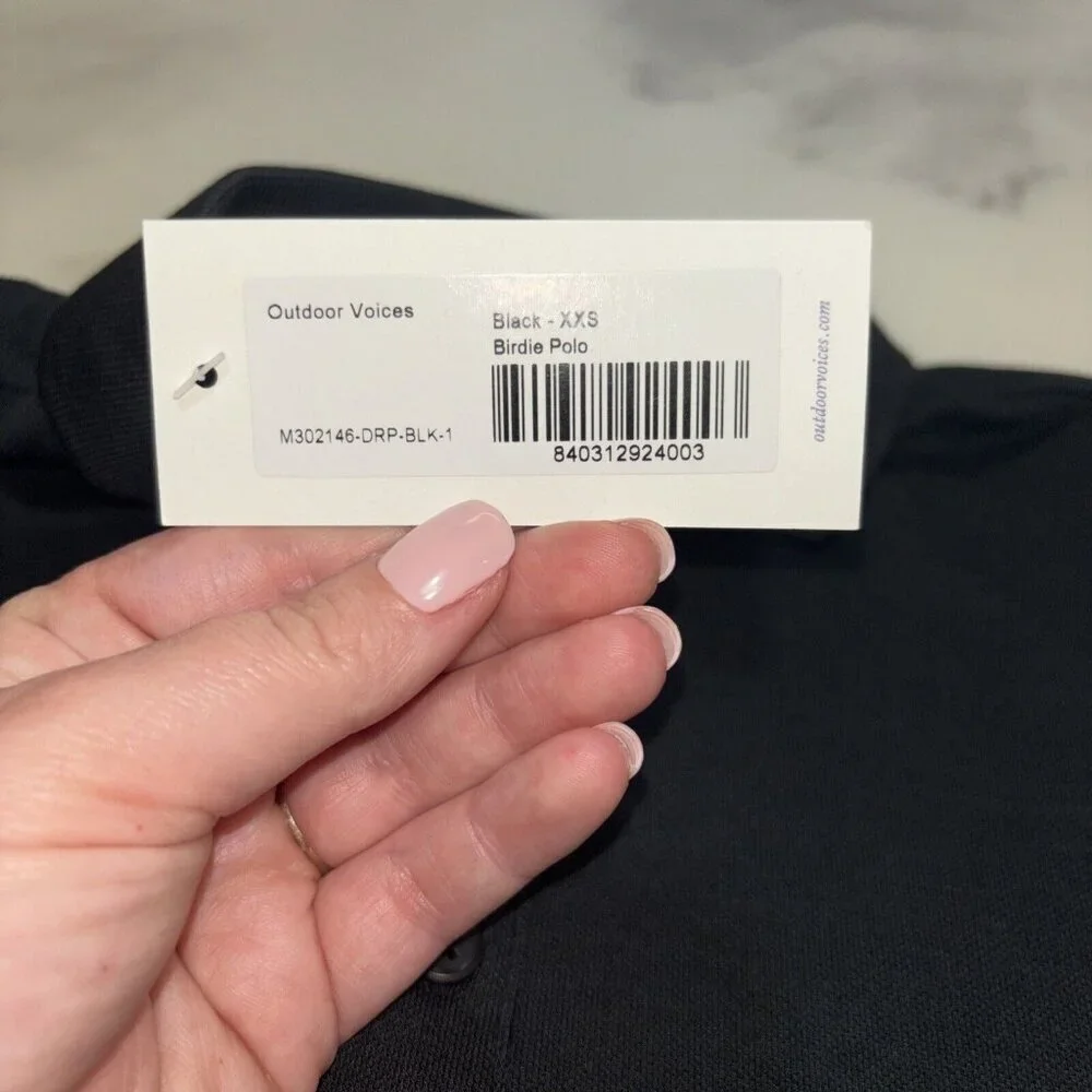 NWT Men’s Outdoor Voices Birdie Polo In Black Size XXS - Picture 3 of 10
